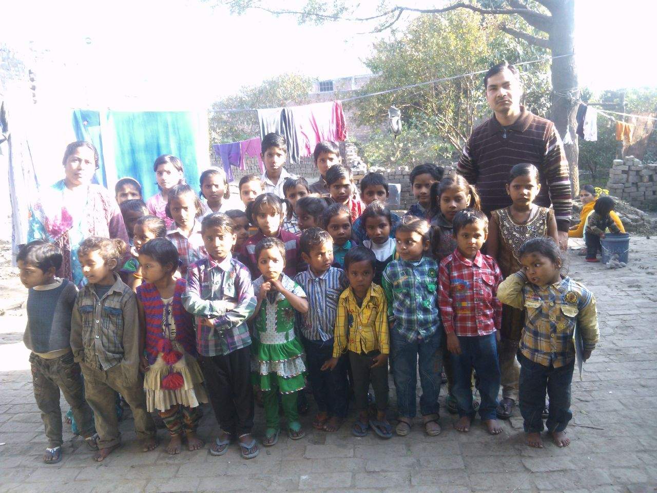 Some of the students from the "dairy complex" Asha Kiran school.