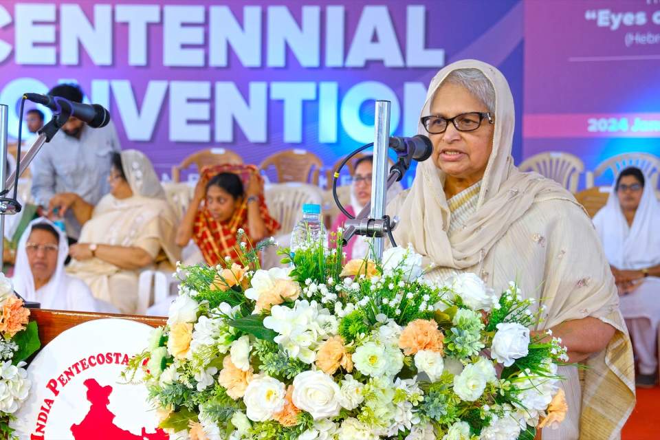 IGO President Valson Abraham ministers and leads the centennial convention’s general session; his wife, Laly Abraham, speaks at the women’s fellowship.