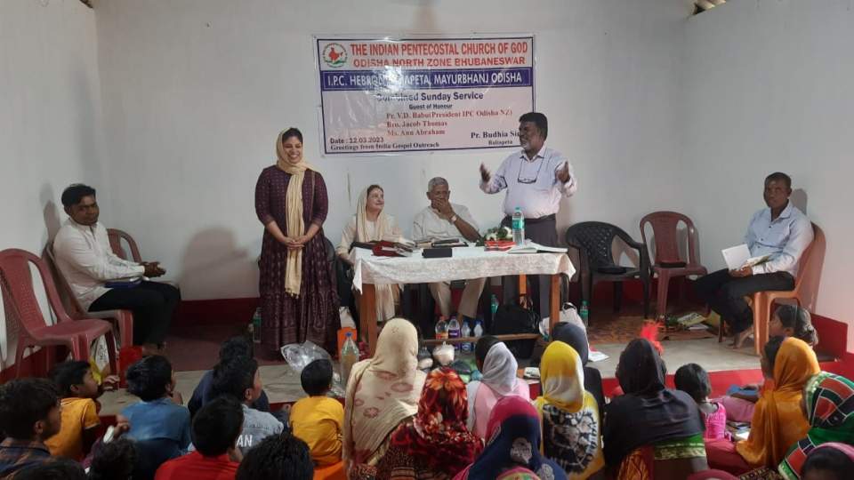 Ann ministers at a village church in Odisha, India.