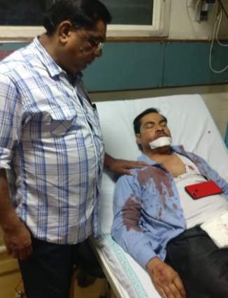 Pastor Anuj following the car accident.