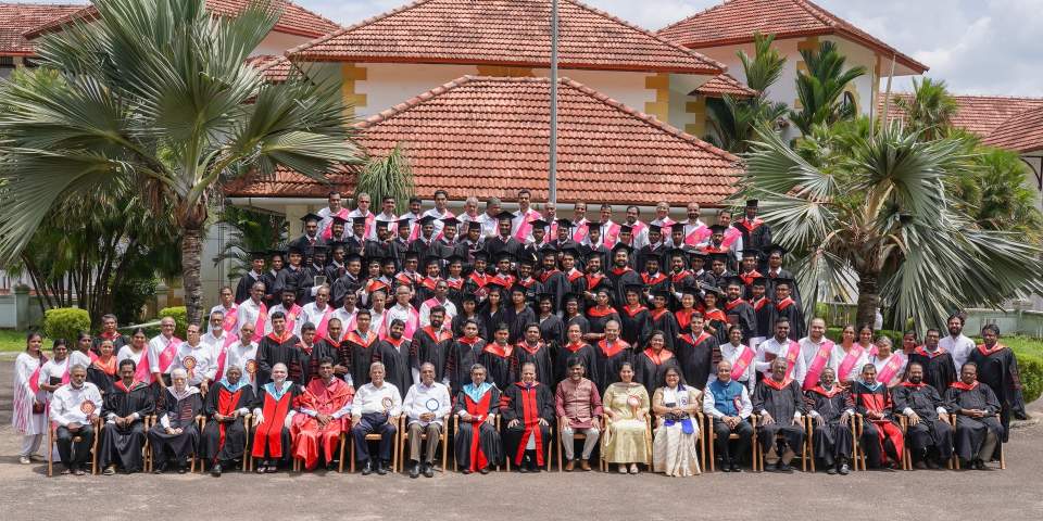 The India Bible College and Seminary Class of 2023—104 graduates with faculty members and keynote speaker.