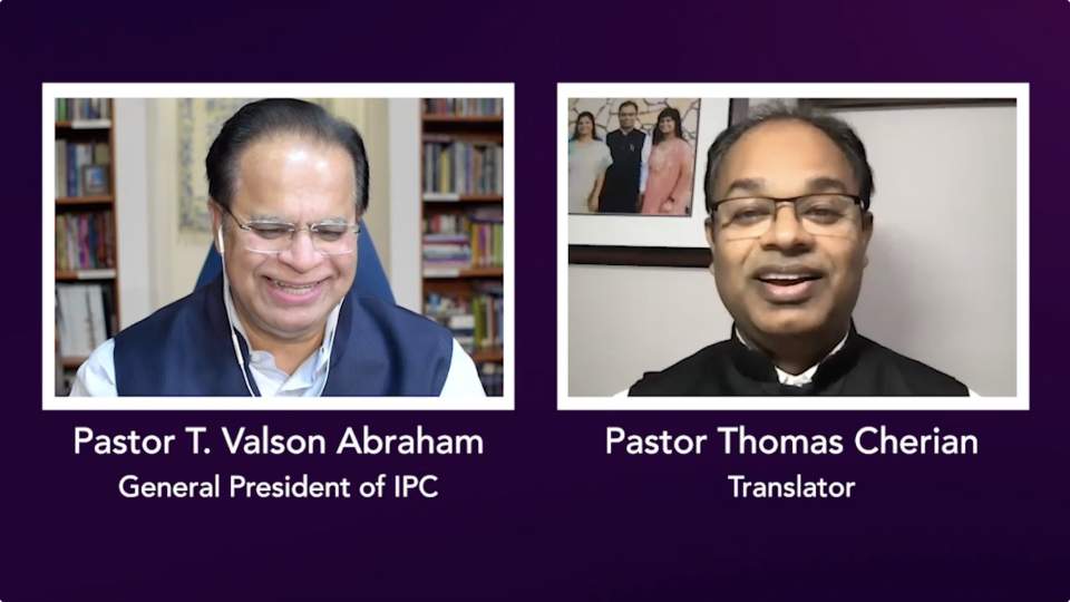 IGO President Valson Abraham conducts an online teaching. He has conducted online Zoom conferences in India involving hundreds of pastors and evangelists.