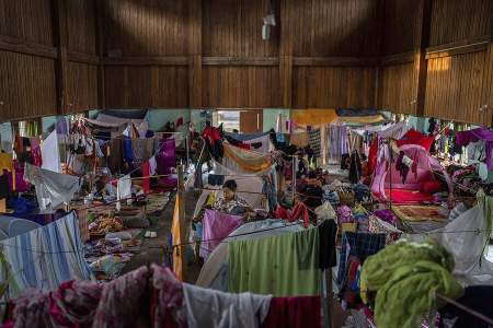 Crowded conditions in a refugee camp where Manipuri Christians have fled from their persecutors.