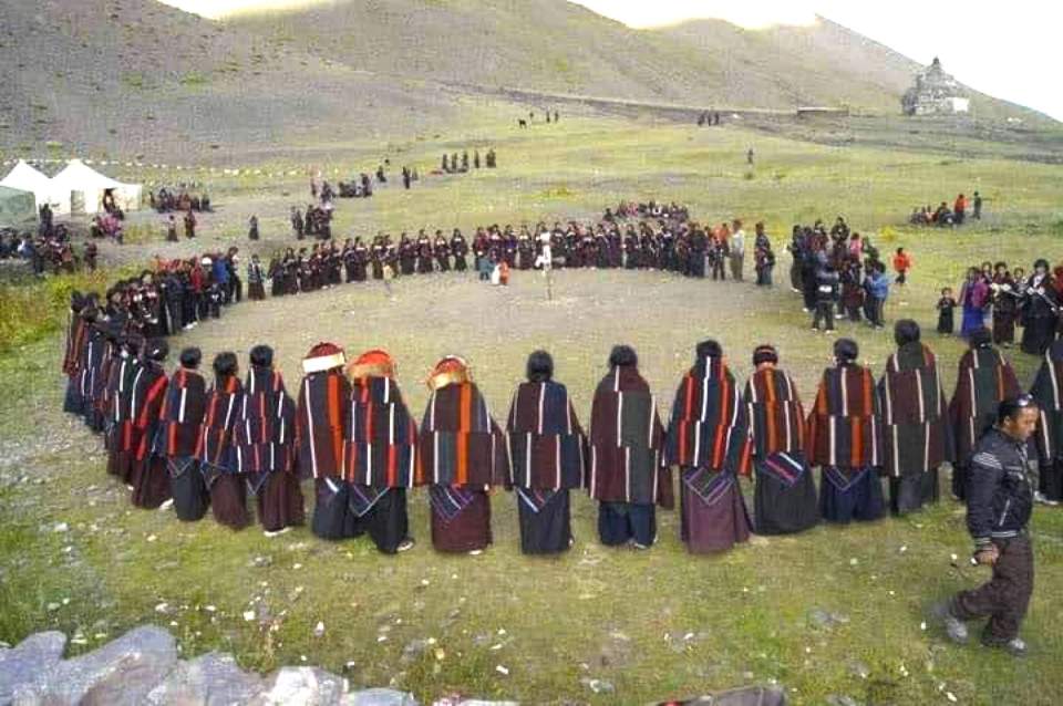 Dolpo Tibetan woman dance during a summer vacation.