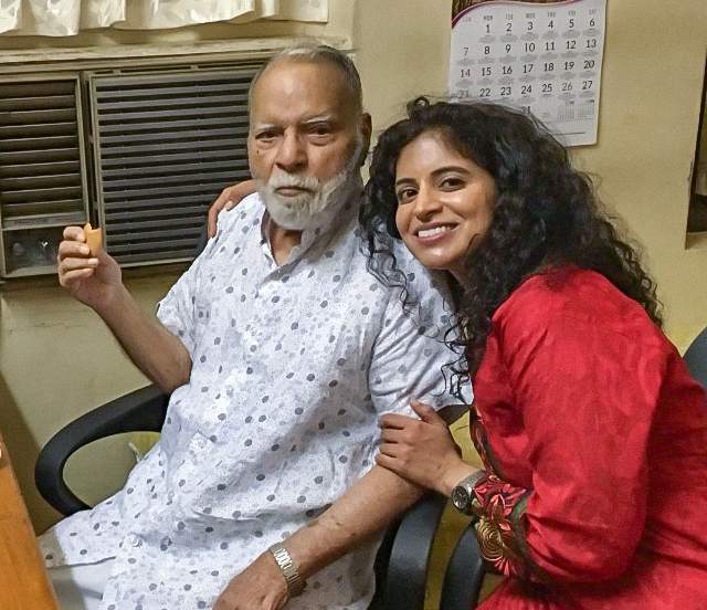 Stephen Abraham with his eldest granddaughter, Sneha (January 2018).